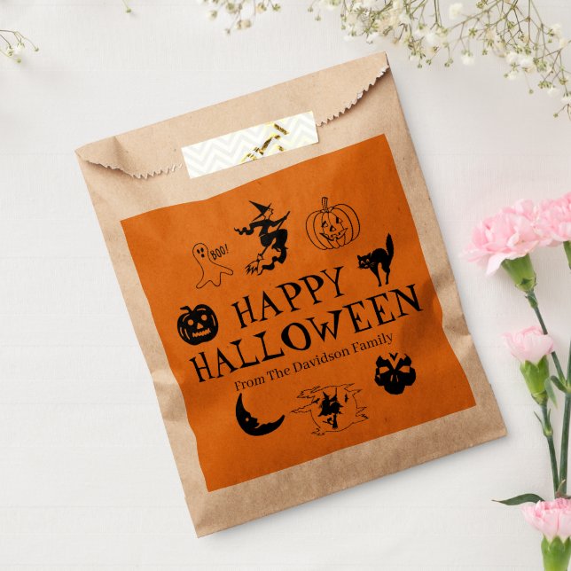 Happy Halloween custom name gift treat  Favour Bags (Sealed)