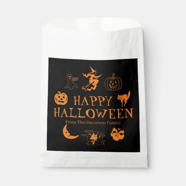 Happy Halloween custom name gift treat Favour Bags (Front)