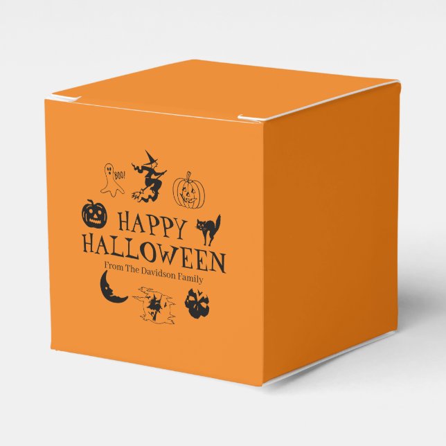 Happy Halloween custom name orange treat Favour Box (Front Side)
