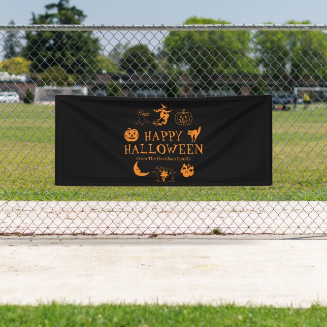 Happy Halloween custom name spooky decoration Banner (Insitu)