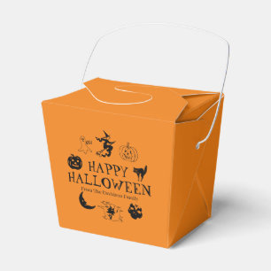 Happy Halloween custom name treat black & orange  Favour Box