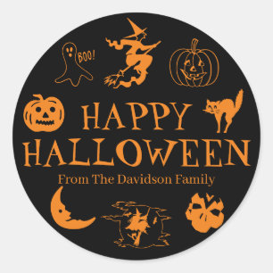 Happy Halloween customise name gift favour sticker
