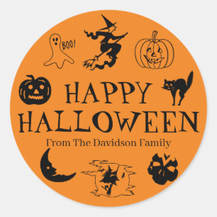 Happy Halloween customise name gift favour sticker