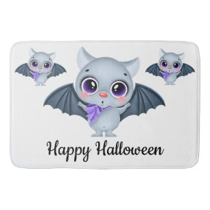 Happy Halloween Cute Bats Bath Mat