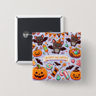 Happy halloween cute bats candy 15 cm square badge