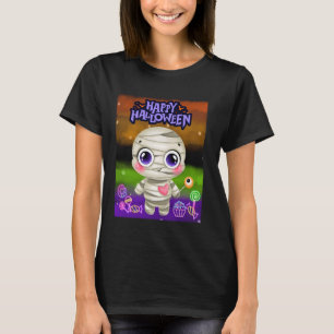 Happy Halloween Cute Big Eye Mummy Love Candy T-Shirt