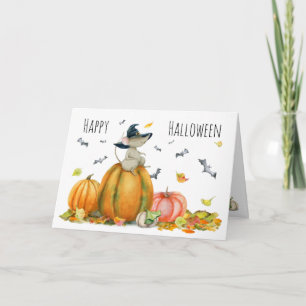 Happy Halloween Cute Cartoon Witch Mouse Card