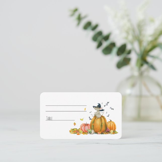 Happy Halloween Cute Cartoon Witch Mouse  Place Ca Place Card (Standing Front)