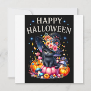 Happy Halloween Cute Cat Greetings Card