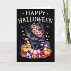 Happy Halloween Cute Cat Greetings Card