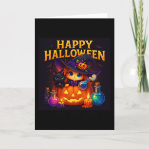 Happy Halloween Cute Cat Witch Potions Card