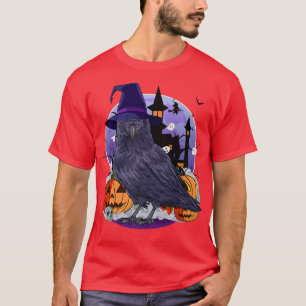 Happy Halloween Cute Crow Bird Funny Witch Pumpkin T-Shirt