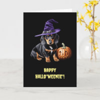 Happy Halloween Cute Dachshund Puppy with Grinning