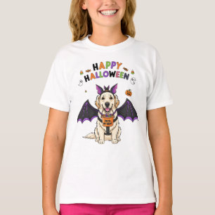 Happy Halloween Cute Dog Bat Trick-or-Treat Girls’ T-Shirt