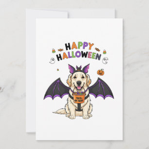 Happy Halloween Cute Dog Bat Trick-or-Treat Holiday Card