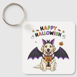 Happy Halloween Cute Dog Bat Trick-or-Treat Key Ring