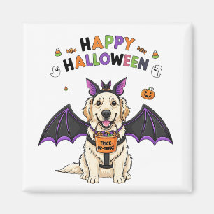 Happy Halloween Cute Dog Bat Trick-or-Treat Magnet