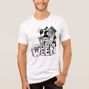 Happy Halloween Cute Doodle Pumpkin Cat Mummy Tri-Blend Shirt