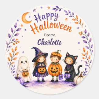 Happy Halloween Cute Fun Ghost Personalised Classic Round Sticker
