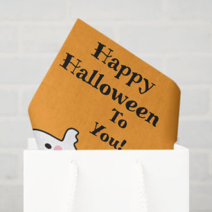 Happy Halloween Cute Ghost Bat Orange Gift Tissue Paper