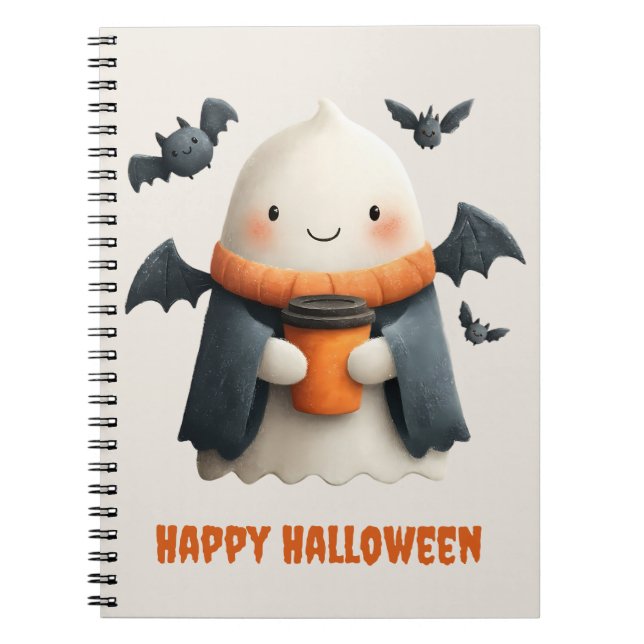 Happy Halloween Cute Ghost Design Notebook (Front)
