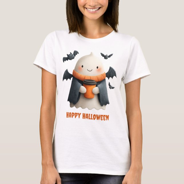 Happy Halloween Cute Ghost Design T-Shirt (Front)
