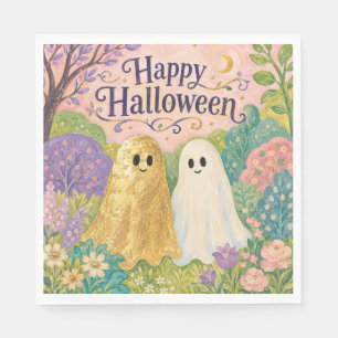 Happy Halloween Cute Ghost Flower Garden Napkin