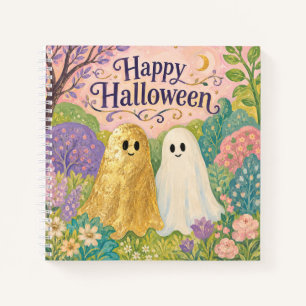 Happy Halloween Cute Ghost Flower Garden Notebook