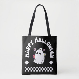 Happy Halloween Cute Ghost Kawaii Floral Ghost Tote Bag