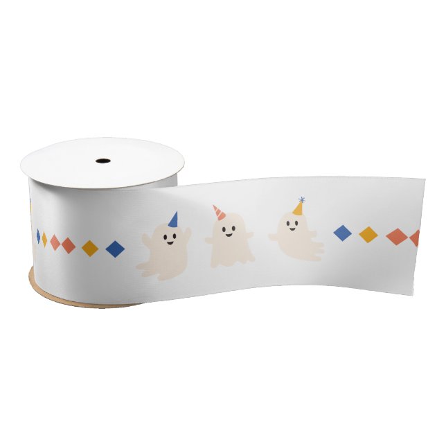 Happy Halloween Cute Ghost Party Satin Ribbon (Spool)