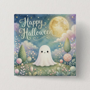 Happy Halloween Cute Ghost Pastel Garden 15 Cm Square Badge