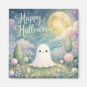 Happy Halloween Cute Ghost Pastel Garden Magnet