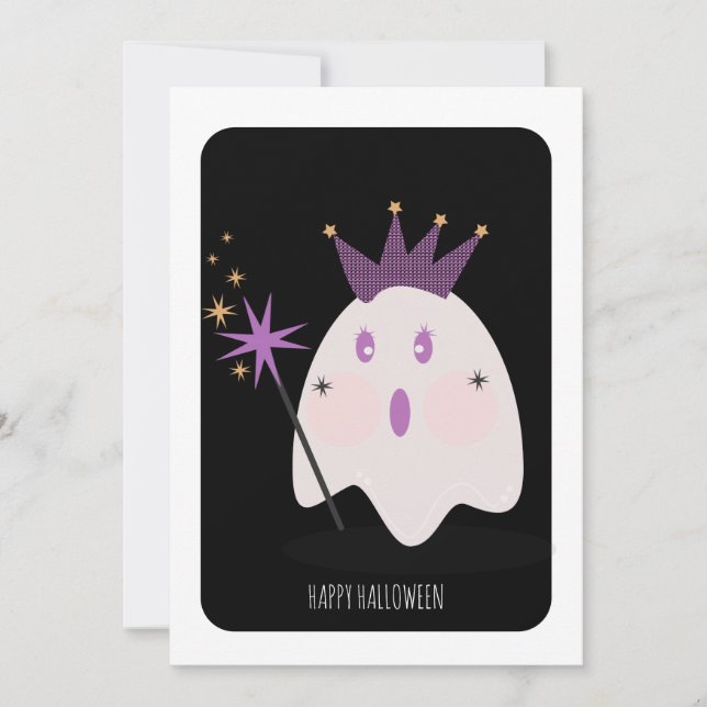 Happy Halloween Cute Ghost Princess Card (Front)