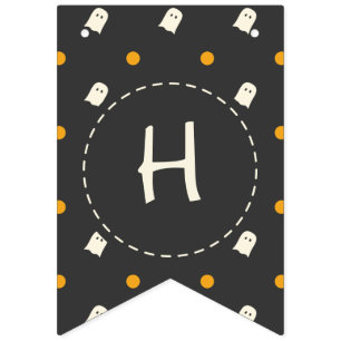 Happy Halloween. Cute Ghost Pumpkin Polka Dots. Bunting