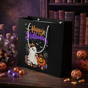 Happy Halloween Cute Ghost Pumpkin Spooky Large Gift Bag