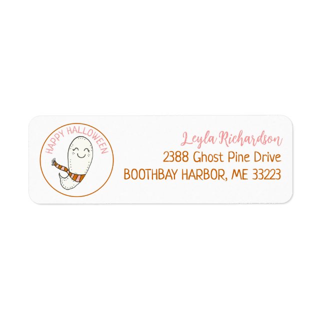 Happy Halloween Cute Ghost Return Address (Front)