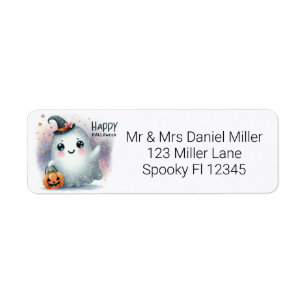 Happy Halloween Cute Ghost with Pumpkin Basket