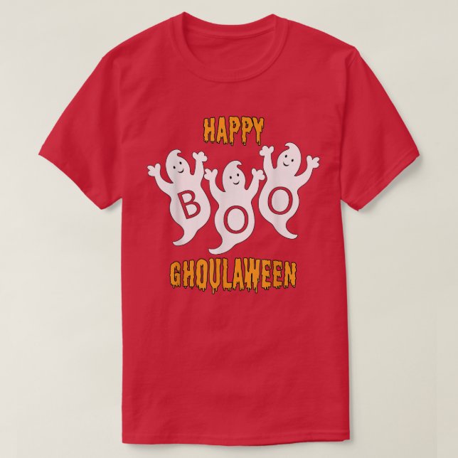 Happy Halloween Cute Ghosts Trio With Happy Boo Gh T-Shirt (Design Front)