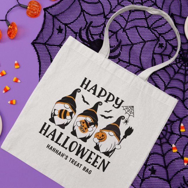 Happy Halloween Cute Gnomes Pumpkins Personalised Tote Bag (Creator Uploaded)