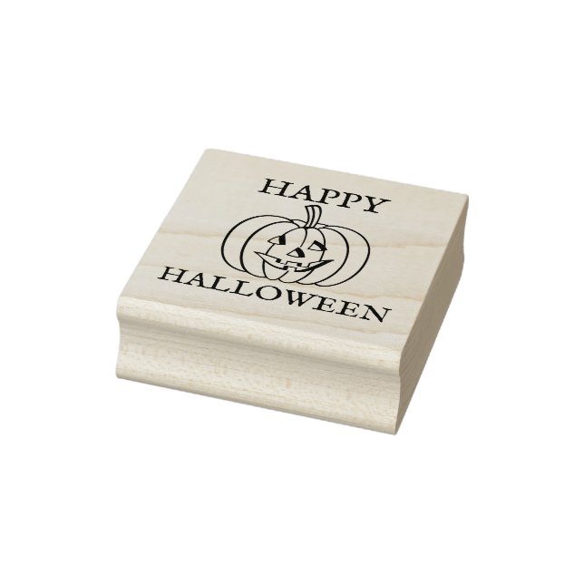 Happy Halloween Cute Jack O lantern Pumpkin Rubber Stamp (Stamp)