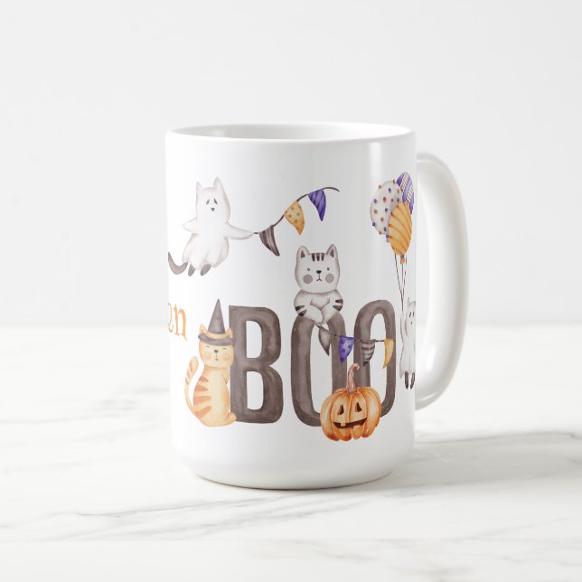Happy Halloween |  CUTE KITTENS & BOO Coffee Mug (Front Right)