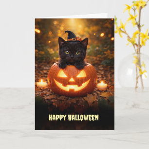 Happy Halloween Cute Little Black Kitten  Card