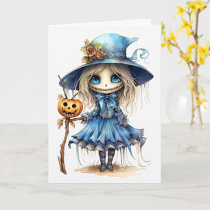 Happy Halloween   Cute Little Doll Witch Card