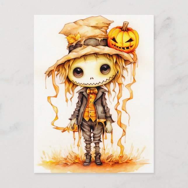 Happy Halloween | Cute Little Scarecrow Postcard (Front)