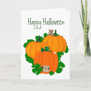 Happy Halloween, Cute Mice and Pumpkins Card