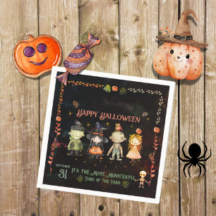 Happy Halloween Cute Monsters Party Napkin