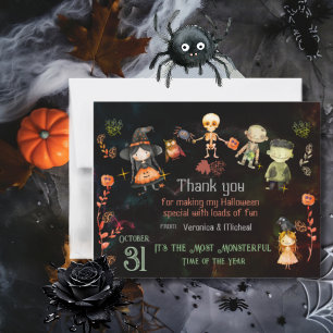 Happy Halloween Cute Monsters Thank You Card
