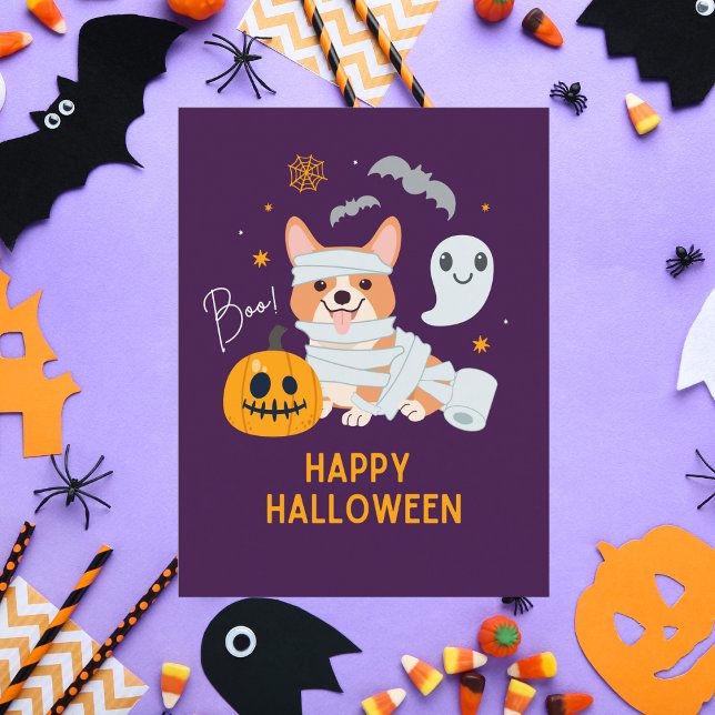 Happy Halloween Cute Mummy Dog Postcard (Creator Uploaded)