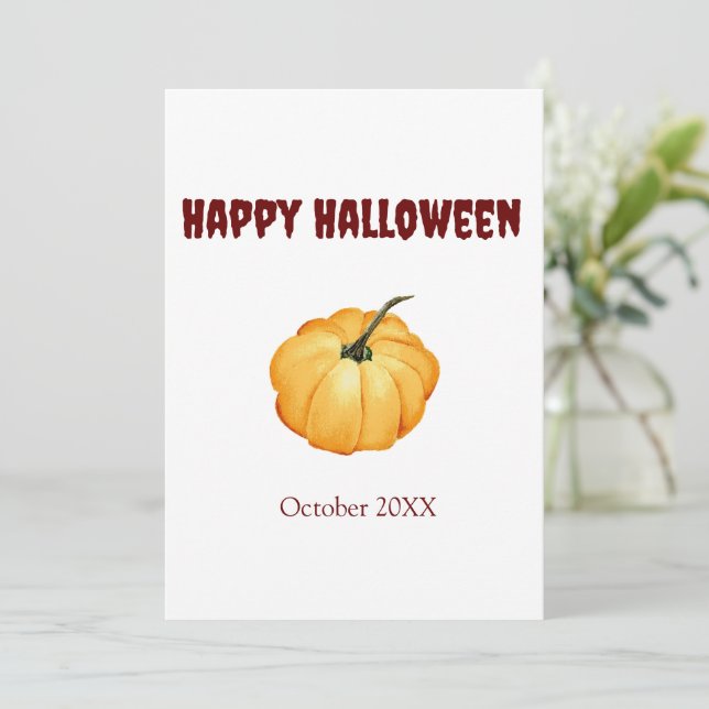 Happy Halloween cute orange pumpkin  Holiday Card (Standing Front)