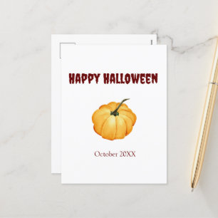 Happy Halloween cute orange pumpkin  Holiday Postcard